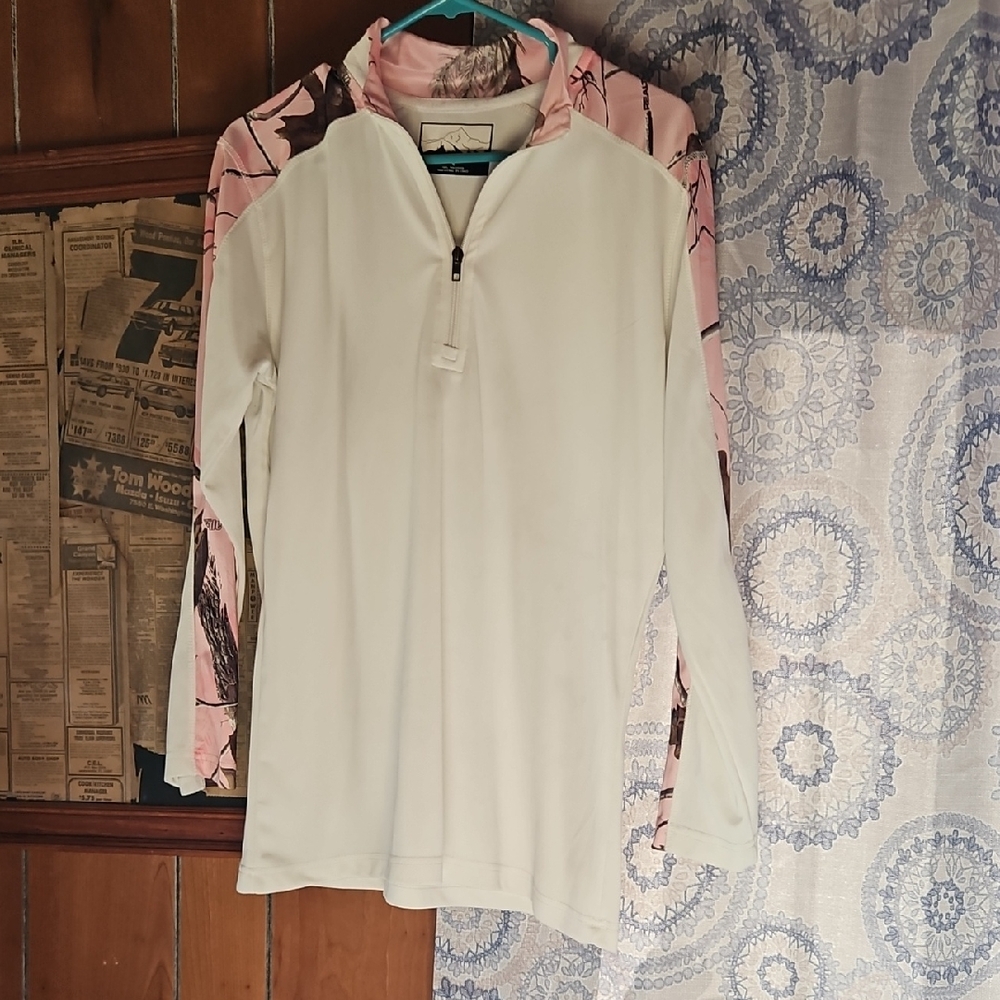 Stylish Cream and Pink Women's Sweatshirt